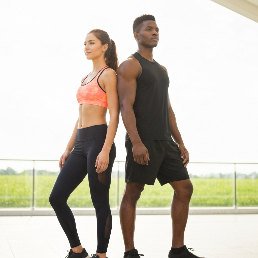 Athletic people in gym wear
